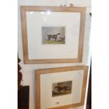 Pair of 19th c. colour engravings of racehorses