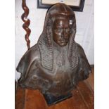 Large bronze bust of a judge in a wig by Allan G. Wyon