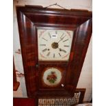 American wall clock with painted glass panel