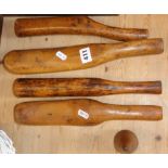 Five old wooden lead dressing tools