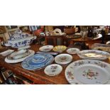 Minton Marlow pattern plates and dishes, Wedgwood Jasperware and large Victorian blue and white