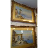 Sydney Lawrence (1858-1940), pair large watercolours of Italian lakeside scenes with terraces and