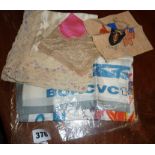 BOAC VC10 silk souvenir scarf and three other silk and lace items