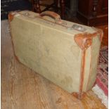 WW2 demob suitcase with hand drawn Royal Navy insignia and owner's name