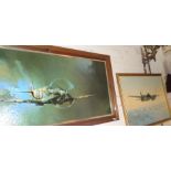 Large colour print (oleograph) of a Spitfire after Barrie A.F. Clarke and a Coulson print of a