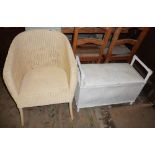 Lloyd Loom armchair and similar ottoman