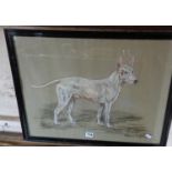Pastel study of a white dog by W. WASDELL-TRICKET, signed and dated 1931