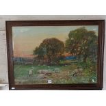 Watercolour of sheep in a landscape by DAVID. S. ROBERTSON