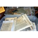 Two boxes of assorted ephemera - early 20th c. newspapers (inc. 1926 General Strike Daily
