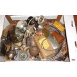 Box of assorted silver plated items, etc.