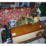 A retro teak Ever Ready Sky Baron radio, box of glass grapes, a Mason Ironstone Imari jug and a gas