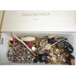Quantity of vintage jewellery and watches in a Balenciaga box