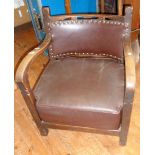 Oak Arts & Crafts upholstered child's chair