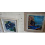 Two colour abstract prints by Betty Hepworth (Dorset)