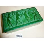 Desna Czechoslovakian Bohemian Art Deco moulded malachite glass lidded box