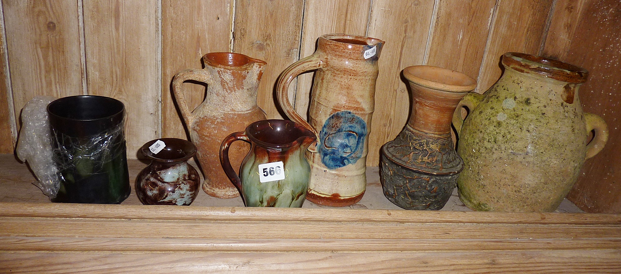 Three items of Ewenny Pottery and four others