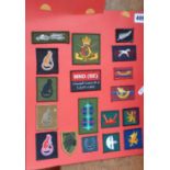 Sheet of military army fabric badges and flashes