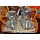 Mid century magnalium Picquot Ware tea set with tray