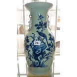19th c. Chinese porcelain blue and white Celadon vase, 41cm