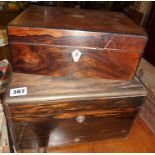 Victorian coromandel stationery work box and a rosewood similar