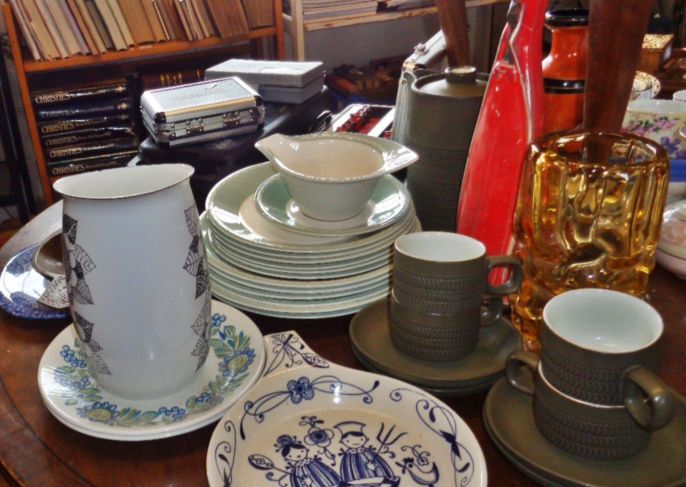 Danish china and enamel, Finnish FINEL Sunflower jug, Figgjo Flint and Stavangerflint china, etc.