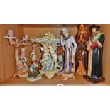 Old porcelain and pottery figures, inc. Cherub vase and Madonna