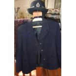 Vintage clothing:- 1960s policewoman's hat (WPC) tunic & hat with Metropolitan Police badge