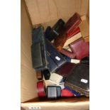 Box of old & vintage leather covered and other jewellery cases, some ring boxes
