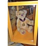Steiff Diamond Jubilee 1952-2012 teddy bear in glazed wooden case, with medal around neck