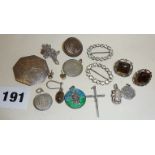 Vintage silver jewellery, earrings, St. Christopher pendants, beetle pendant, etc.