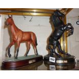 Royal Doulton figure of Red Rum on a plinth and another similar of the horse "Spirit of the Wind"