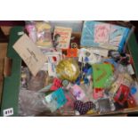 Box of assorted vintage sewing accessories