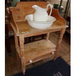 Victorian pine washstand with jug and basin