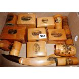 Good collection of 14 assorted Mauchline Ware boxes