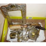 Silver plated cutlery, vanity items and old corkscrew