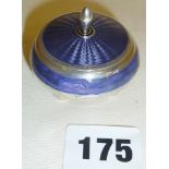 .925 purple guilloche enamel patch or pill box with import duty marks (some loss of enamel)