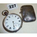 Silver cased pocket watch and silver Vesta, both hallmarked