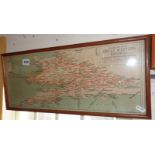 GWR carriage route map in wood frame