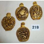 Four Chinese resin snuff bottles