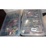 Two boxes containing vintage buttons