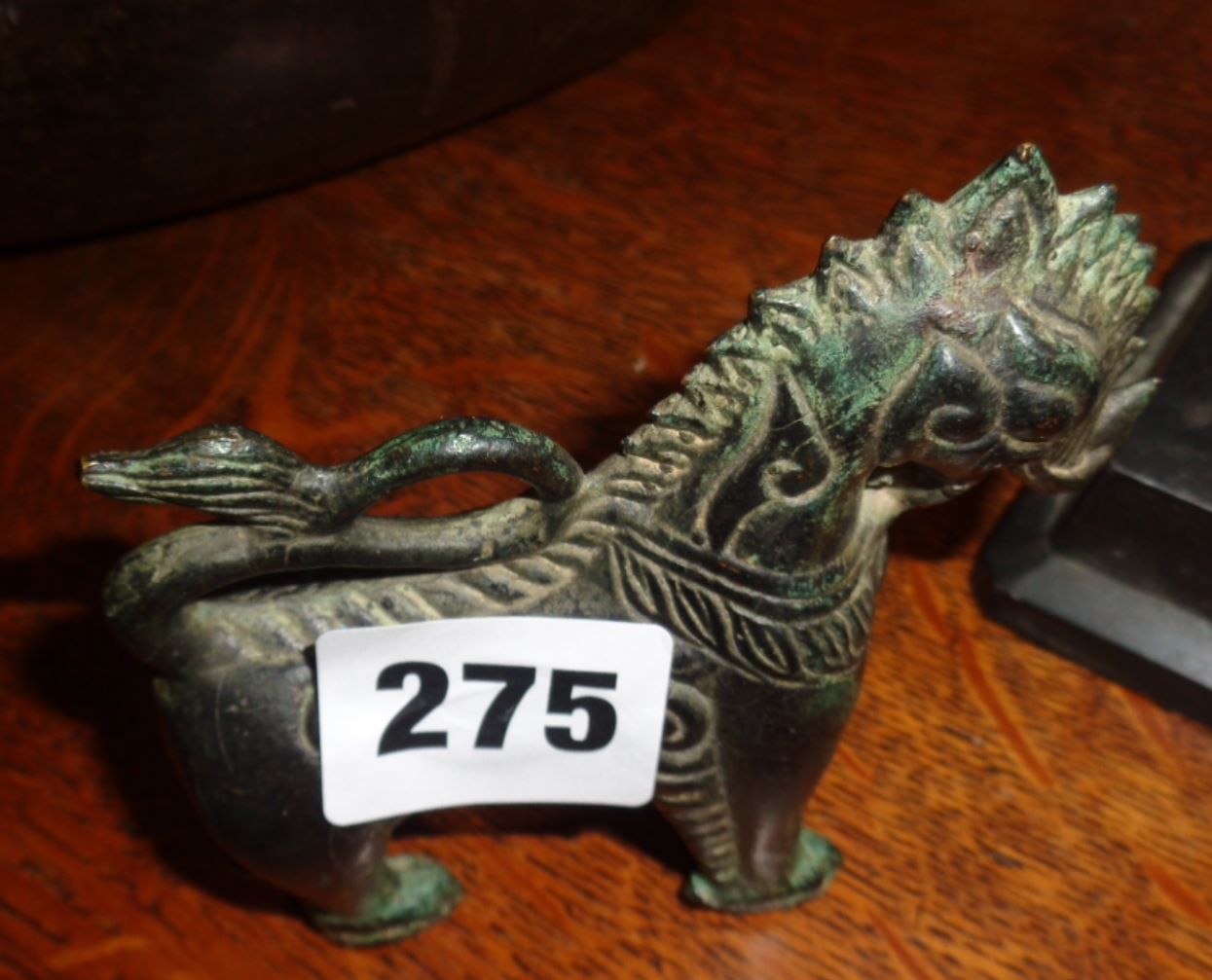 Chinese bronze figure of a Kylin, 4" high - Image 2 of 4