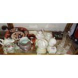 Victorian child's china tea set, glass scent bottles, lustre jug and other items