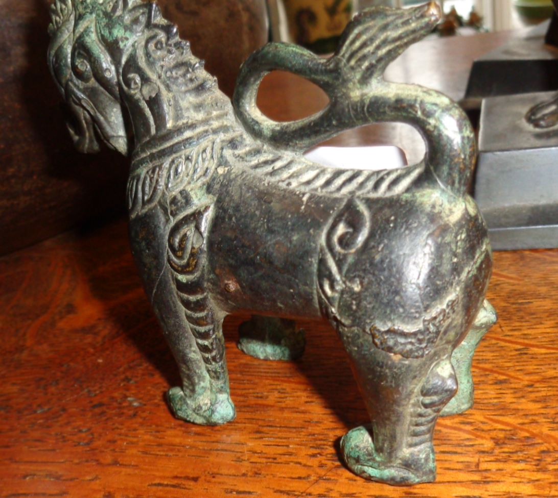 Chinese bronze figure of a Kylin, 4" high - Image 3 of 4