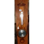 Reproduction inlaid walnut banjo barometer