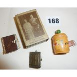 Novelty PINUPS miniature album (misshapen), and another, Art Nouveau with erotic nude photographs.