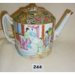 19th c. Chinese porcelain Famille Rose teapot (chips to rim)