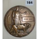 WW1 bronze death plaque for an Ernest Foot (drilled mounting holes)