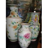 Three various Chinese famille rose porcelain vases (tallest one is 27cm)