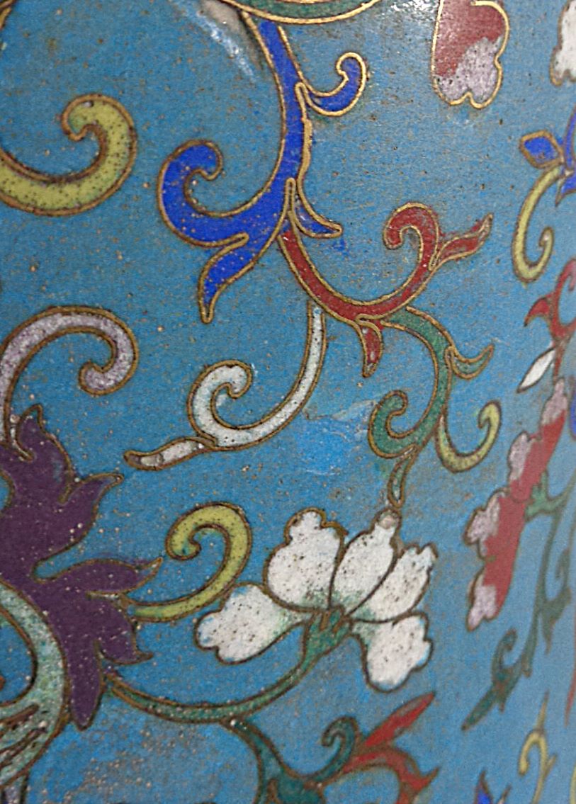 19th c. large Chinese cloisonne vase, 71cm (with some areas of re-touching) - Image 6 of 8