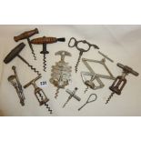 Nine old corkscrews, inc. one pocket machine-engraved silver?, Zig Zag, Monopol, The Perfect